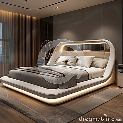 Envision a bedroom that epitomizes modern luxury Stock Photo