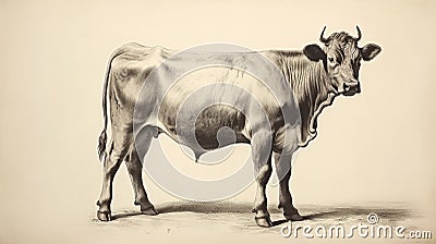 envy vintage cow enving Cartoon Illustration