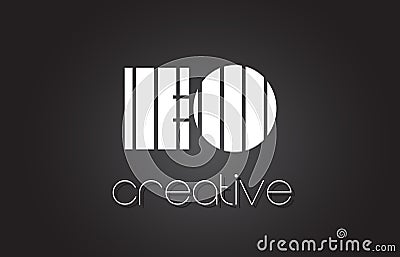 EO E O Letter Logo Design With White and Black Lines. Vector Illustration