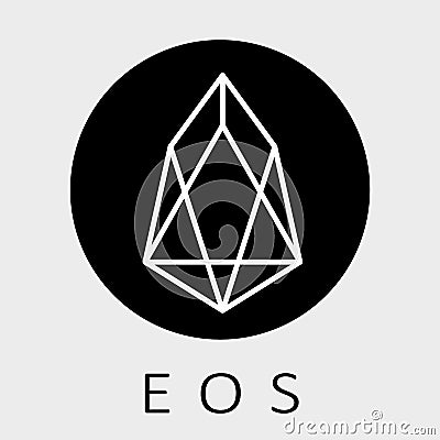 EOS decentralized blockchain applications on WebAssembly vector dark logo Vector Illustration