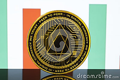 EOS is a modern way of exchange and this crypto currency Editorial Stock Photo