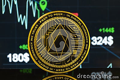 EOS is a modern way of exchange and this crypto currency Editorial Stock Photo