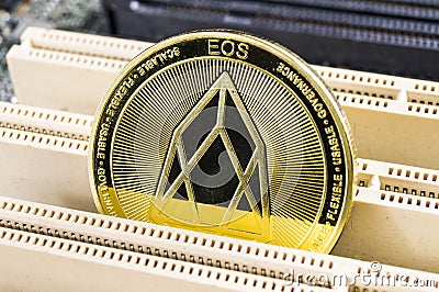 EOS is a modern way of exchange and this crypto currency is a convenient means of payment in the financial and web markets Editorial Stock Photo