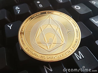 EOS is a modern way of exchange and this crypto currency is a convenient means of payment in the financial and web markets Editorial Stock Photo