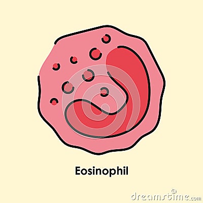 Eosinophil color icon. White blood cells in the blood vessels. Vector Illustration