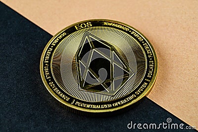 Eosio EOS is a modern way of exchange and this crypto currency is a convenient means of payment in the financial and web markets Stock Photo