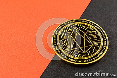 Eosio EOS is a modern way of exchange and this crypto currency is a convenient means of payment in the financial and web markets Editorial Stock Photo