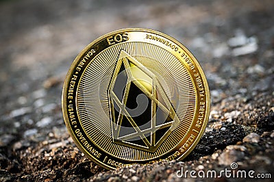 Eosio EOS is a modern way of exchange and this crypto currency is a convenient means of payment in the financial and web markets Stock Photo