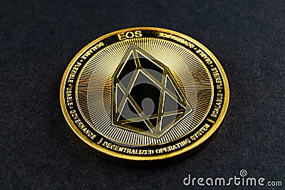 Eosio EOS is a modern way of exchange and this crypto currency is a convenient means of payment in the financial and web markets Editorial Stock Photo