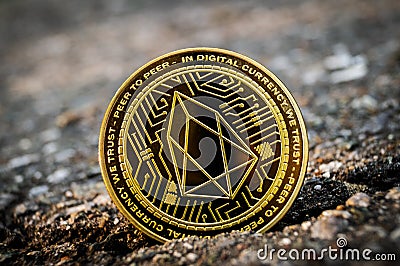 Eosio EOS is a modern way of exchange and this crypto currency is a convenient means of payment in the financial and web markets Editorial Stock Photo