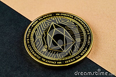 Eosio EOS is a modern way of exchange and this crypto currency is a convenient means of payment in the financial and web markets Editorial Stock Photo