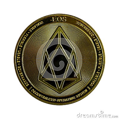 Eosio EOS is a modern way of exchange and this crypto currency is a convenient means of payment in the financial and web markets Stock Photo