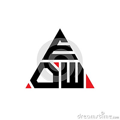 EOW triangle letter logo design with triangle shape. EOW triangle logo design monogram. EOW triangle vector logo template with red Vector Illustration