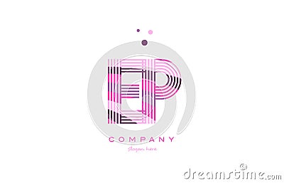 ep e p alphabet letter logo pink purple line icon template vector Vector Illustration