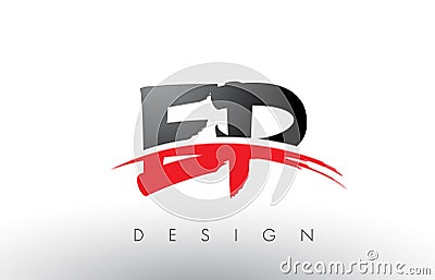 EP E P Brush Logo Letters with Red and Black Swoosh Brush Front Stock Photo