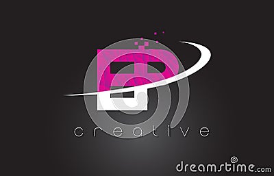 EP E P Creative Letters Design With White Pink Colors Vector Illustration