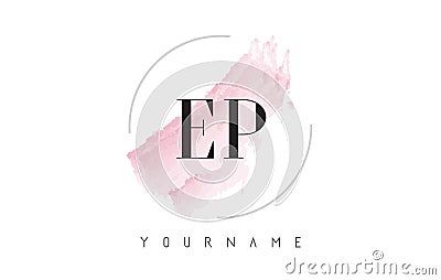 EP E P Watercolor Letter Logo Design with Circular Brush Pattern Vector Illustration