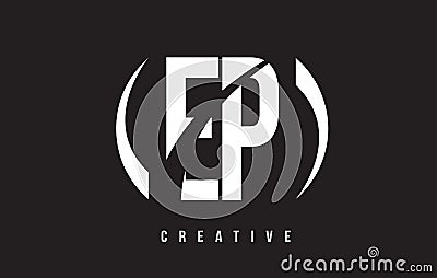 EP E P White Letter Logo Design with Black Background. Vector Illustration