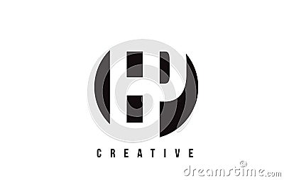 EP E P White Letter Logo Design with Circle Background. Vector Illustration