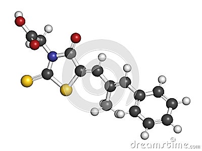 Epalrestat diabetic neuropathy drug molecule (aldose reductase inhibitor). 3D rendering. Stock Photo