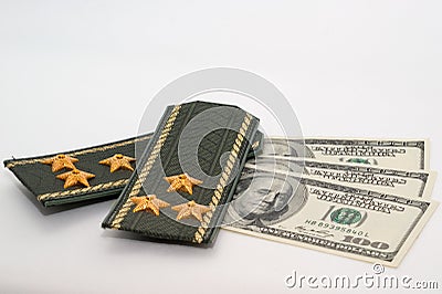 Epaulets Colonel and dollars Stock Photo