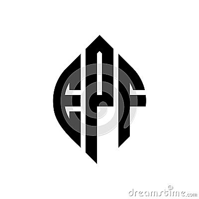 EPF circle letter logo design with circle and ellipse shape. EPF ellipse letters with typographic style. The three initials form a Vector Illustration