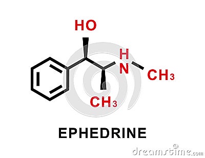 Ephedrine chemical formula. Ephedrine chemical molecular structure. Vector illustration Vector Illustration