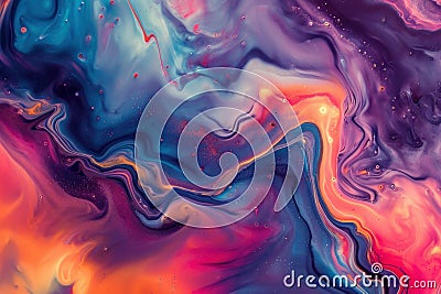 Ephemeral Abstract colorful liquid. Generate Ai Stock Photo