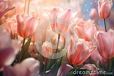 Ephemeral Majestic blossom tulips. Generate Ai Stock Photo
