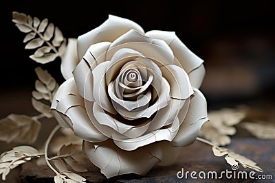 Ephemeral Paper rose. Generate Ai Stock Photo