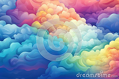 Ephemeral Rainbow sky clouds nature. Generate Ai Stock Photo