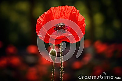 Ephemeral Red poppy flower. Generate Ai Stock Photo