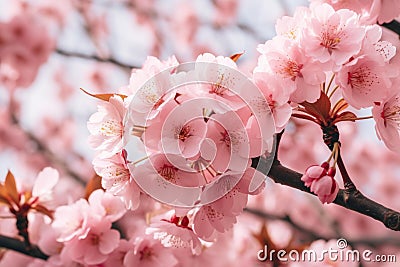Ephemeral Sakura flowers. Generate AI Stock Photo