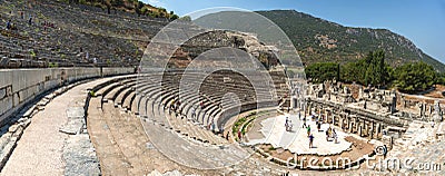 EPHESUS, TURKEY - AUG 01: visitors in Curetes street on August 0 Editorial Stock Photo