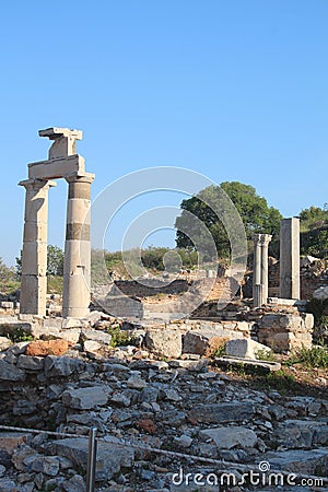 Ephesus Turkey ruins of the Prytaneion house Stock Photo