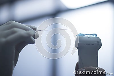 EPI dry needling ultrasound scan Stock Photo