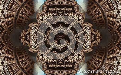 Epic abstract fantastic poster or background. Futuristic view from inside of the fractal. Pattern in form of arrows. Stock Photo