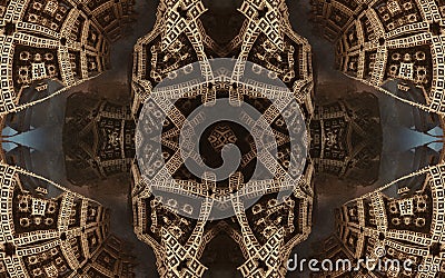 Epic abstract fantastic poster or background. Futuristic view from inside of the fractal. Pattern in form of arrows. Stock Photo