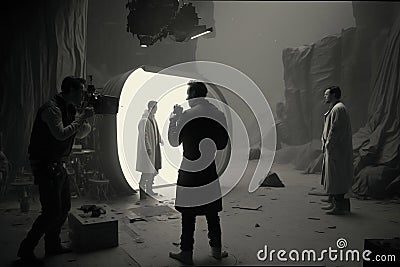 An epic action sequence set in a futuristic sci-fi movie scene, Generative Ai Stock Photo