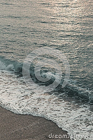 Epic dawn and sea with waves and foam Stock Photo