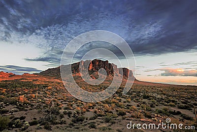 Epic Desert Sunset Stock Photo