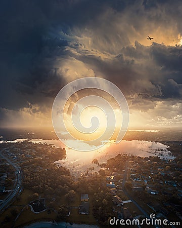 Epic dramatic sunrise over Deltona Florida Stock Photo