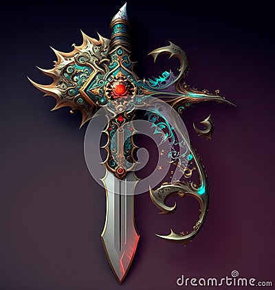 Epic fantasy weapons inspired by the world of steampunk and fantasy Cartoon Illustration
