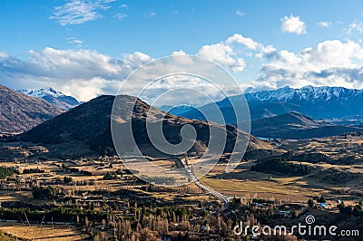 Epic mountain valley landscape. Aerial view Stock Photo