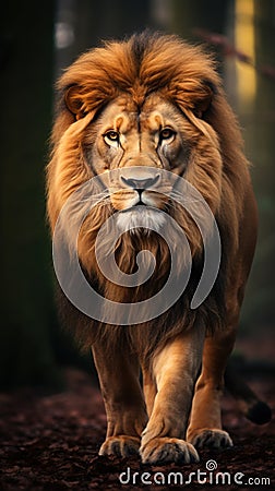 Epic portrait of a male lion. Wild life Stock Photo