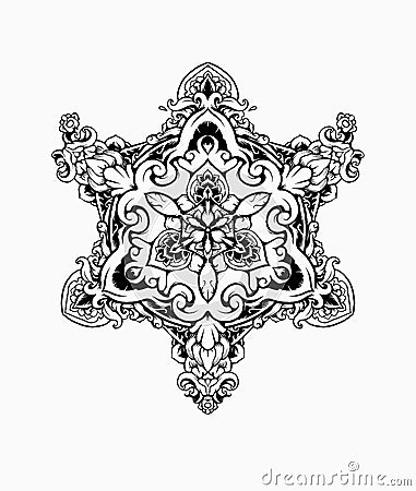 BLACK WHITE ORNAMENT MANDALA Stock Photo