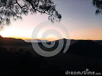 Epic Sunrise Bromo Mountain Stock Photo