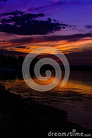 Epic Sunset Coastline Stock Photo