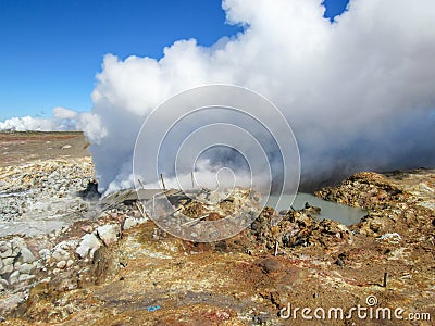 Gunnuhver geothermal area - KrÃ½suvÃ­k, Seltun, Global Geopark, Geothermal active area in Iceland Stock Photo