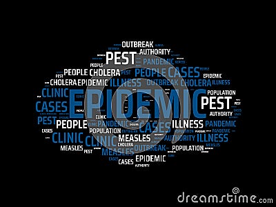 EPIDEMIC - image with words associated with the topic EPIDEMIC, word cloud, cube, letter, image, illustration Cartoon Illustration